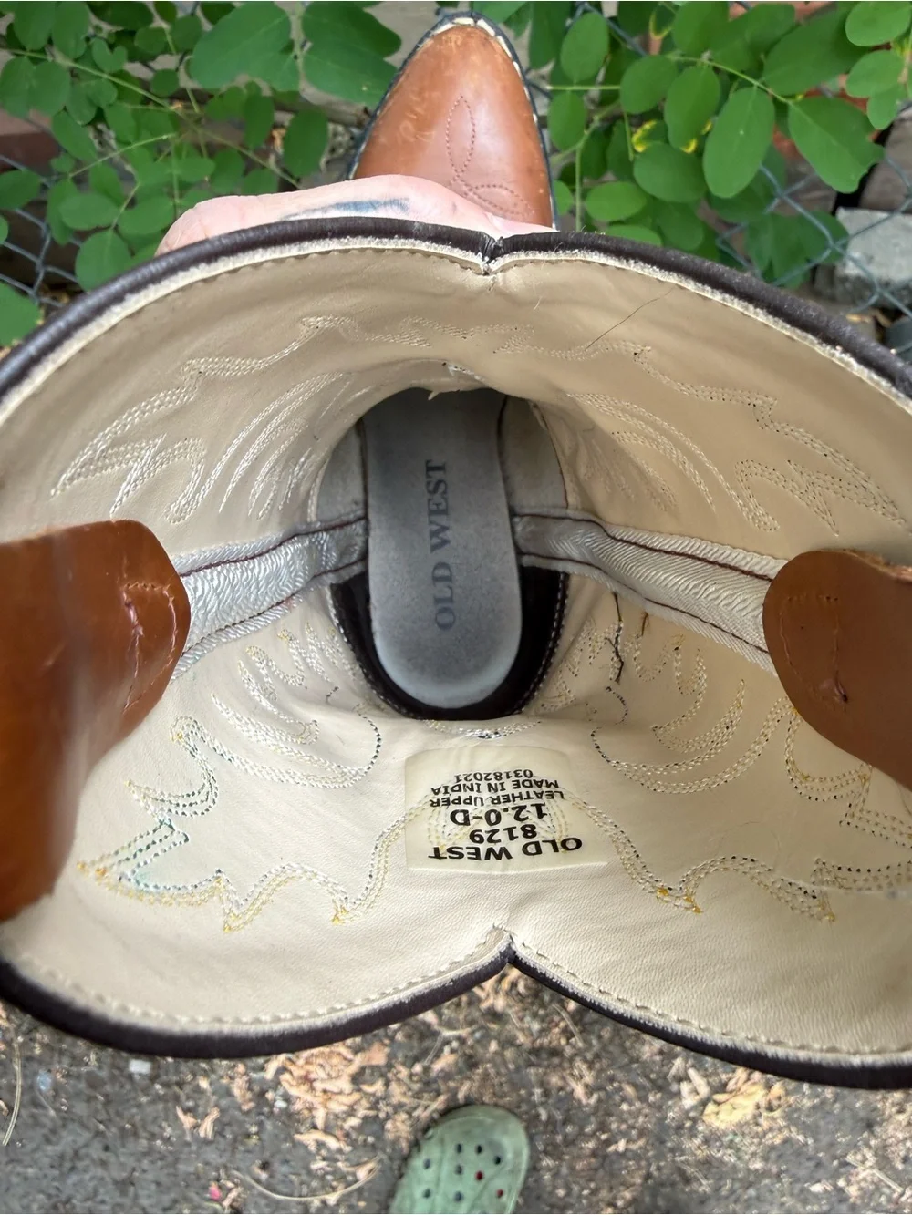 Old West jama India Kids Leather Western Cowboy Boots Tan Size 12
